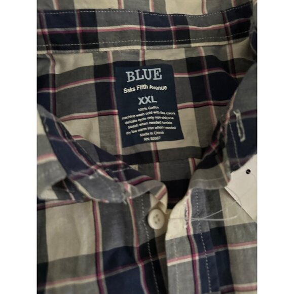 BLUE Saks Fifth Avenue Mens Button Down Collared Shirt Size XXL - Picture 3 of 7